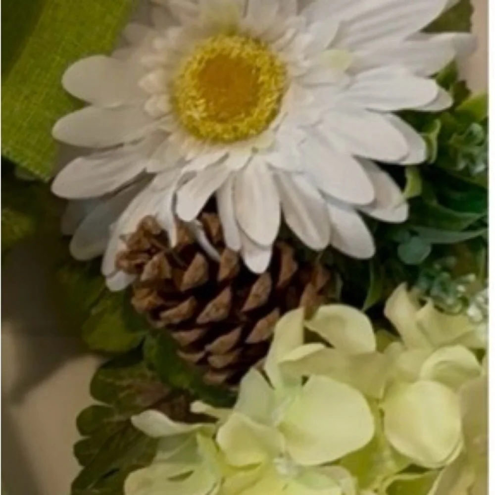 Green and White Floral Wreath
